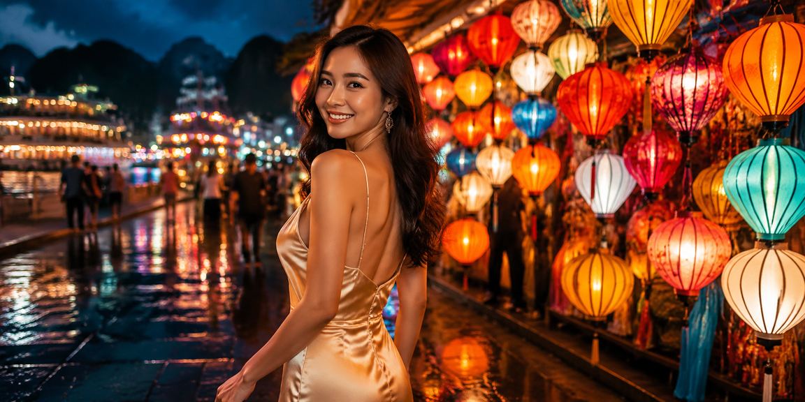 Người chơi kiểm tra kết quả xổ số tại chợ đêm vịnh Hạ Long